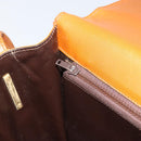 GUCCI Web Sherry Line Horsebit Shoulder Bag Leather Brown Gold Red Auth 159268-21