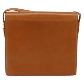 GUCCI Web Sherry Line Horsebit Shoulder Bag Leather Brown Gold Red Auth 159268 - 0