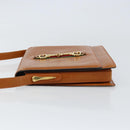 GUCCI Web Sherry Line Horsebit Shoulder Bag Leather Brown Gold Red Auth 159268-4