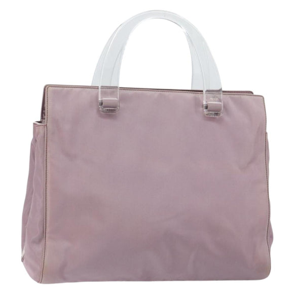 PRADA Hand Bag Nylon Lavende Silver Auth 159273