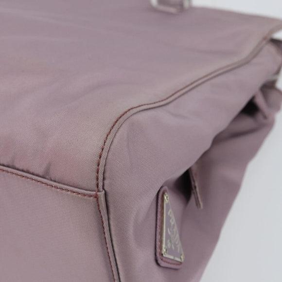 PRADA Hand Bag Nylon Lavende Silver Auth 159273