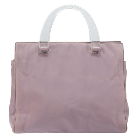 PRADA Hand Bag Nylon Lavende Silver Auth 159273