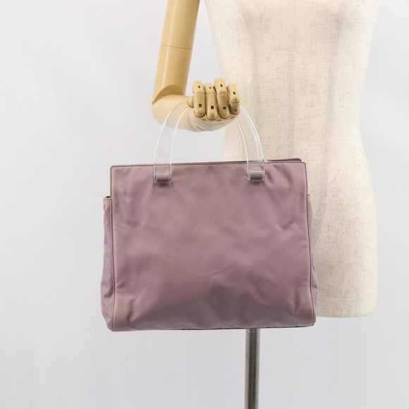 PRADA Hand Bag Nylon Lavende Silver Auth 159273