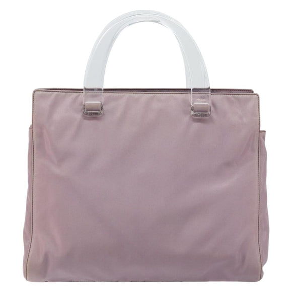 PRADA Hand Bag Nylon Lavende Silver Auth 159273