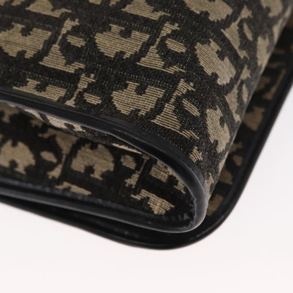 Christian Dior Trotter Canvas Shoulder Bag Black Gold Auth 159274