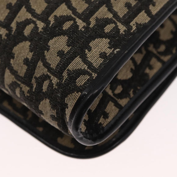 Christian Dior Trotter Canvas Shoulder Bag Black Gold Auth 159274