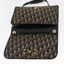 Christian Dior Trotter Canvas Shoulder Bag Black Gold Auth 159274-10