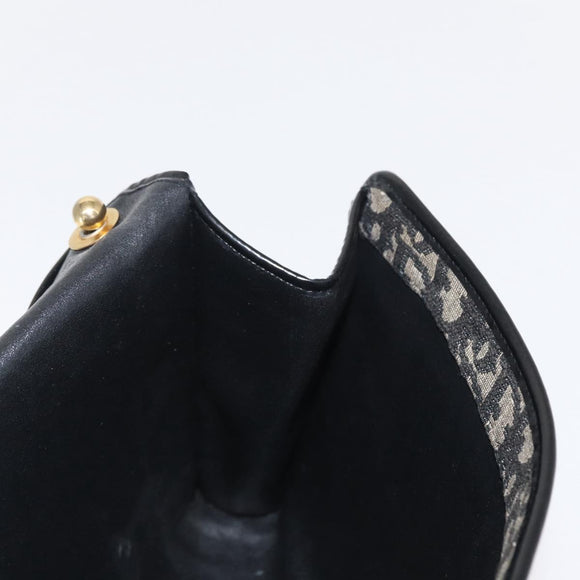 Christian Dior Trotter Canvas Shoulder Bag Black Gold Auth 159274