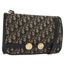 Christian Dior Trotter Canvas Shoulder Bag Black Gold Auth 159274-1
