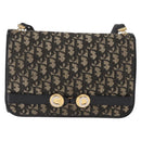Christian Dior Trotter Canvas Shoulder Bag Black Gold Auth 159274-13