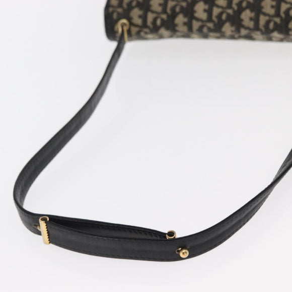 Christian Dior Trotter Canvas Shoulder Bag Black Gold Auth 159274