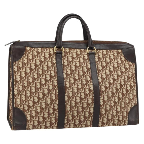 Christian Dior Trotter Canvas Hand Bag Beige Gold Auth 159277