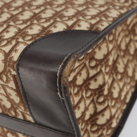 Christian Dior Trotter Canvas Hand Bag Beige Gold Auth 159277