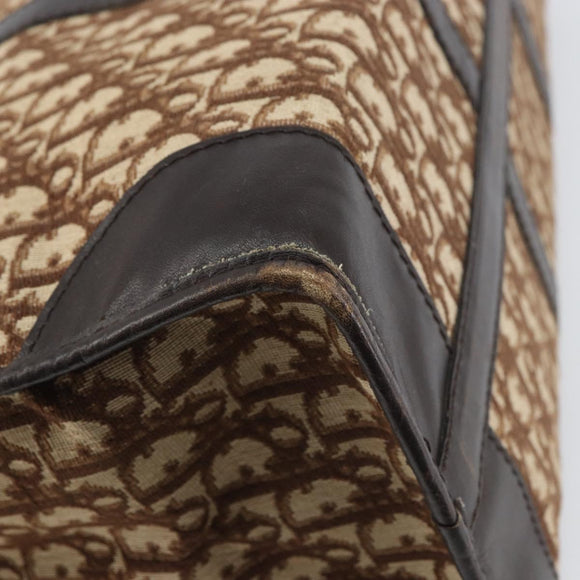 Christian Dior Trotter Canvas Hand Bag Beige Gold Auth 159277