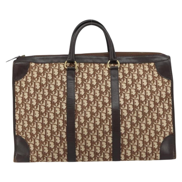 Christian Dior Trotter Canvas Hand Bag Beige Gold Auth 159277