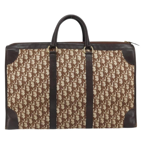 Christian Dior Trotter Canvas Hand Bag Beige Gold Auth 159277