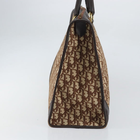 Christian Dior Trotter Canvas Hand Bag Beige Gold Auth 159277