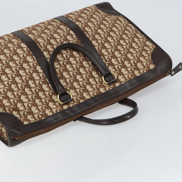 Christian Dior Trotter Canvas Hand Bag Beige Gold Auth 159277