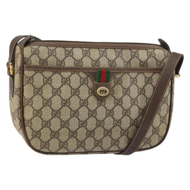 GUCCI GG Supreme Web Sherry Line Bag PVC Beige Gold 89 02 077 Auth 159285