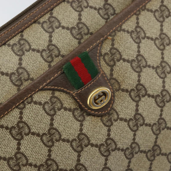 GUCCI GG Supreme Web Sherry Line Bag PVC Beige Gold 89 02 077 Auth 159285