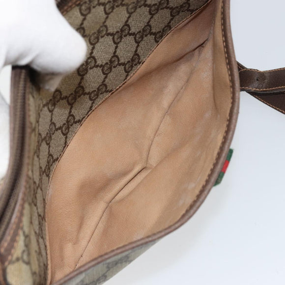 GUCCI GG Supreme Web Sherry Line Bag PVC Beige Gold 89 02 077 Auth 159285