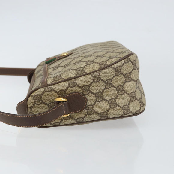 GUCCI GG Supreme Web Sherry Line Bag PVC Beige Gold 89 02 077 Auth 159285