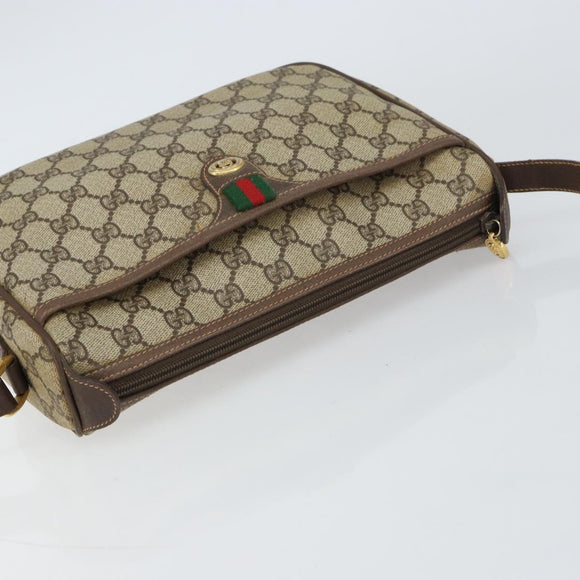 GUCCI GG Supreme Web Sherry Line Bag PVC Beige Gold 89 02 077 Auth 159285