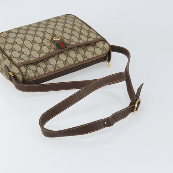 GUCCI GG Supreme Web Sherry Line Bag PVC Beige Gold 89 02 077 Auth 159285