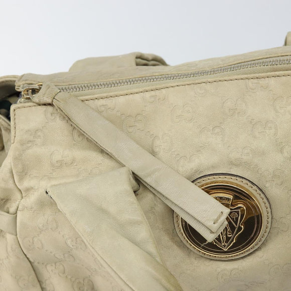 GUCCI GG Canvas Guccissima Histeria Bag Leather Ivory Gold 197020 Auth 159286