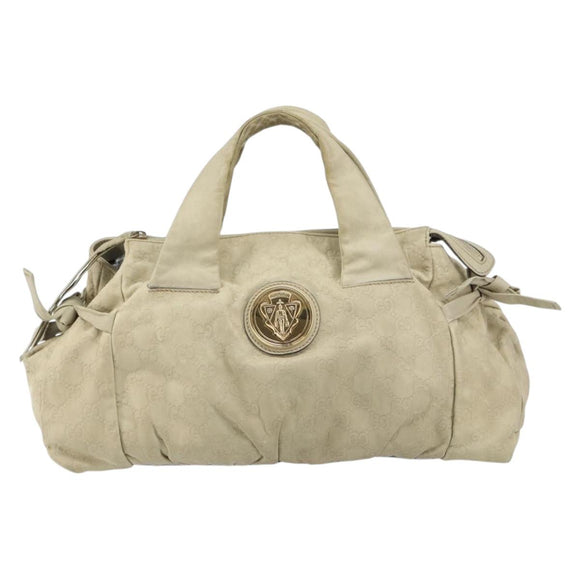 GUCCI GG Canvas Guccissima Histeria Bag Leather Ivory Gold 197020 Auth 159286