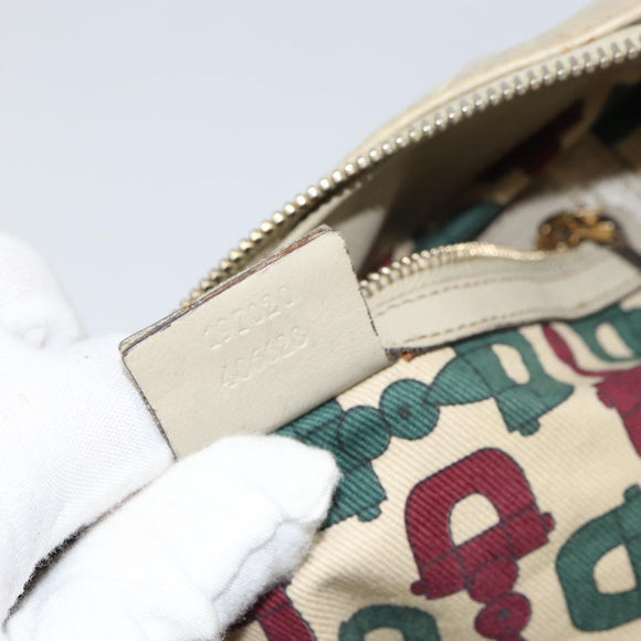 GUCCI GG Canvas Guccissima Histeria Bag Leather Ivory Gold 197020 Auth 159286