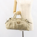 GUCCI GG Canvas Guccissima Histeria Bag Leather Ivory Gold 197020 Auth 159286-23