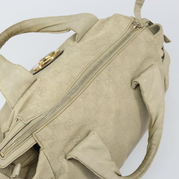 GUCCI GG Canvas Guccissima Histeria Bag Leather Ivory Gold 197020 Auth 159286