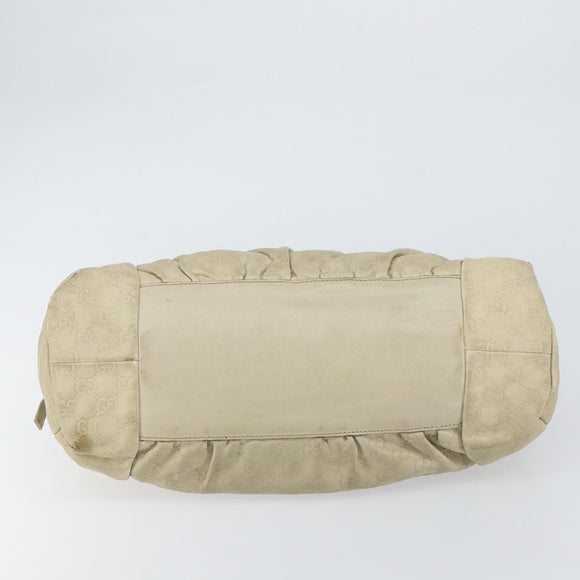 GUCCI GG Canvas Guccissima Histeria Bag Leather Ivory Gold 197020 Auth 159286