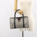 GUCCI GG Supreme Sherry Line Hand Bag PVC Navy Gold Red 39 02 006 Auth 159287-23