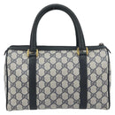 GUCCI GG Supreme Sherry Line Hand Bag PVC Navy Gold Red 39 02 006 Auth 159287-2