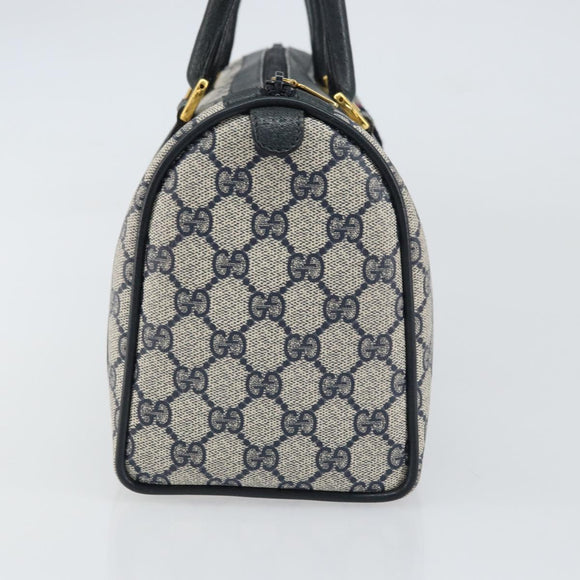 GUCCI GG Supreme Sherry Line Hand Bag PVC Navy Gold Red 39 02 006 Auth 159287