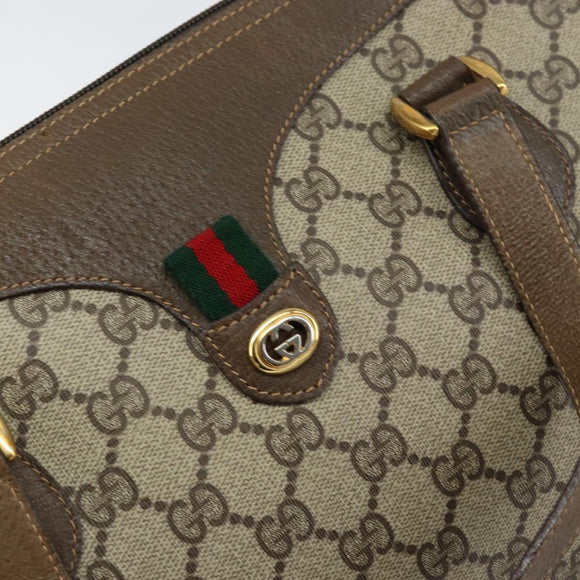 GUCCI GG Supreme Web Sherry Line Hand Bag PVC Beige Gold 41 02 079 Auth 159288