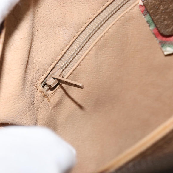 GUCCI GG Supreme Web Sherry Line Hand Bag PVC Beige Gold 41 02 079 Auth 159288