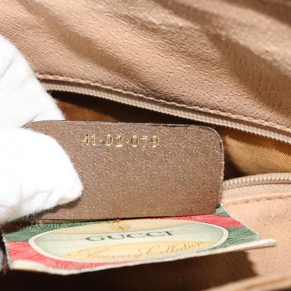 GUCCI GG Supreme Web Sherry Line Hand Bag PVC Beige Gold 41 02 079 Auth 159288