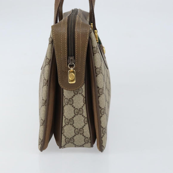 GUCCI GG Supreme Web Sherry Line Hand Bag PVC Beige Gold 41 02 079 Auth 159288