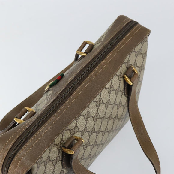 GUCCI GG Supreme Web Sherry Line Hand Bag PVC Beige Gold 41 02 079 Auth 159288