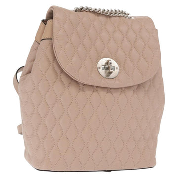 BALLY Backpack Leather Pink Silver Auth 159289