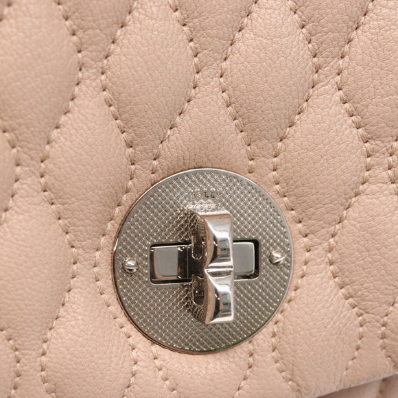 BALLY Backpack Leather Pink Silver Auth 159289