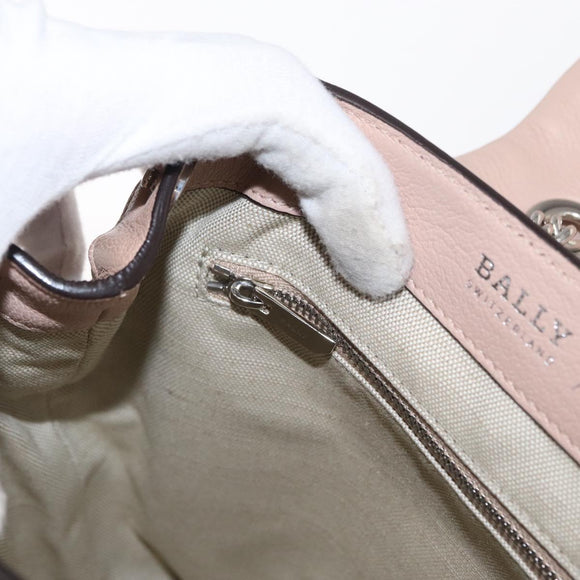 BALLY Backpack Leather Pink Silver Auth 159289