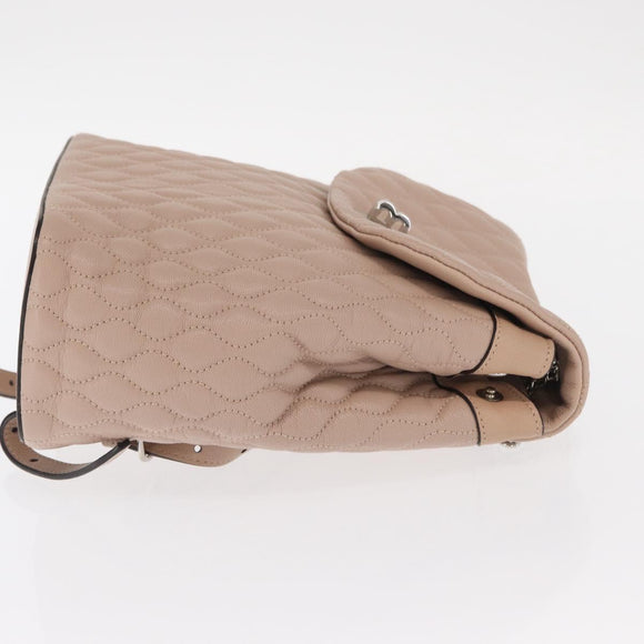 BALLY Backpack Leather Pink Silver Auth 159289