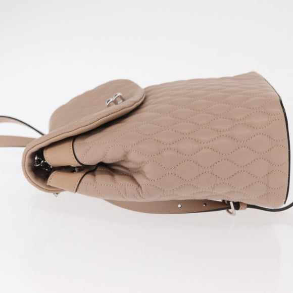 BALLY Backpack Leather Pink Silver Auth 159289