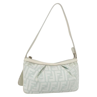 FENDI Zucca Canvas Accessory Pouch Gold Light green Auth 159291V