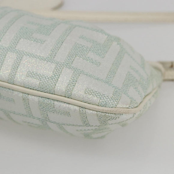FENDI Zucca Canvas Accessory Pouch Gold Light green Auth 159291V