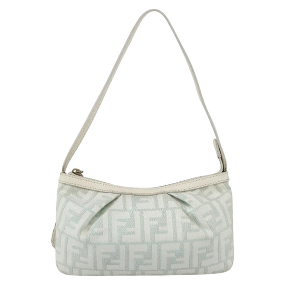 FENDI Zucca Canvas Accessory Pouch Gold Light green Auth 159291V